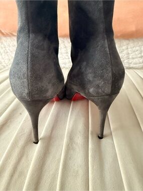 Christian Louboutin Women's Gray Suede Stiletto Booties - Elegant High Heels